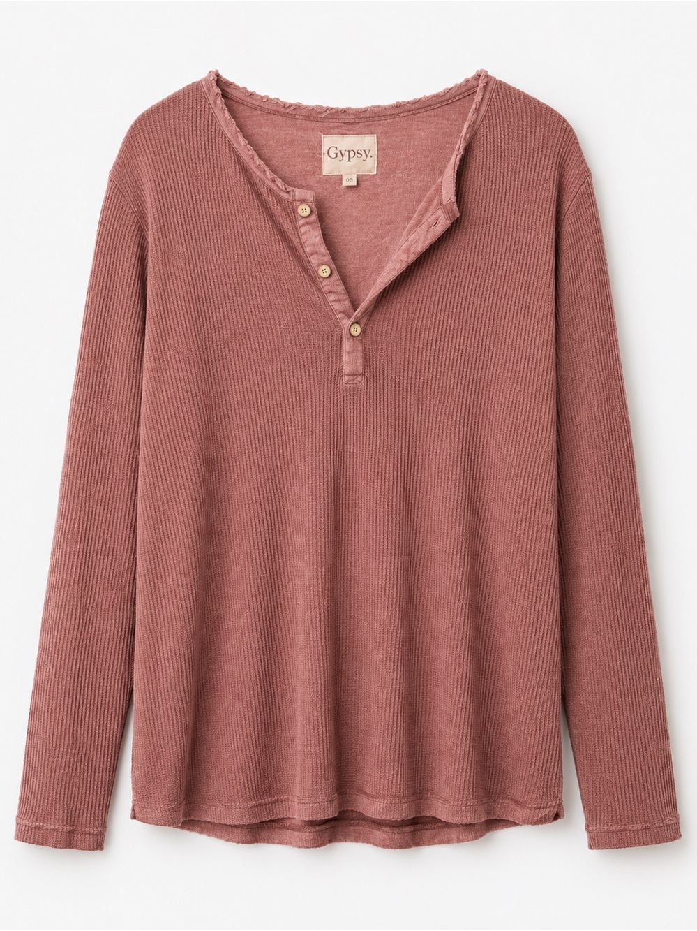 Gypsy 05 Long-Sleeve Henley Tunic in Dusty Mauve